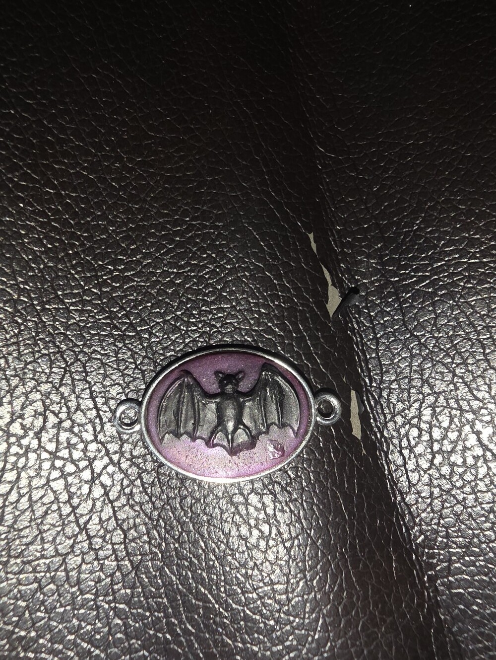Purple & Black Bat Connector Cameo Bead